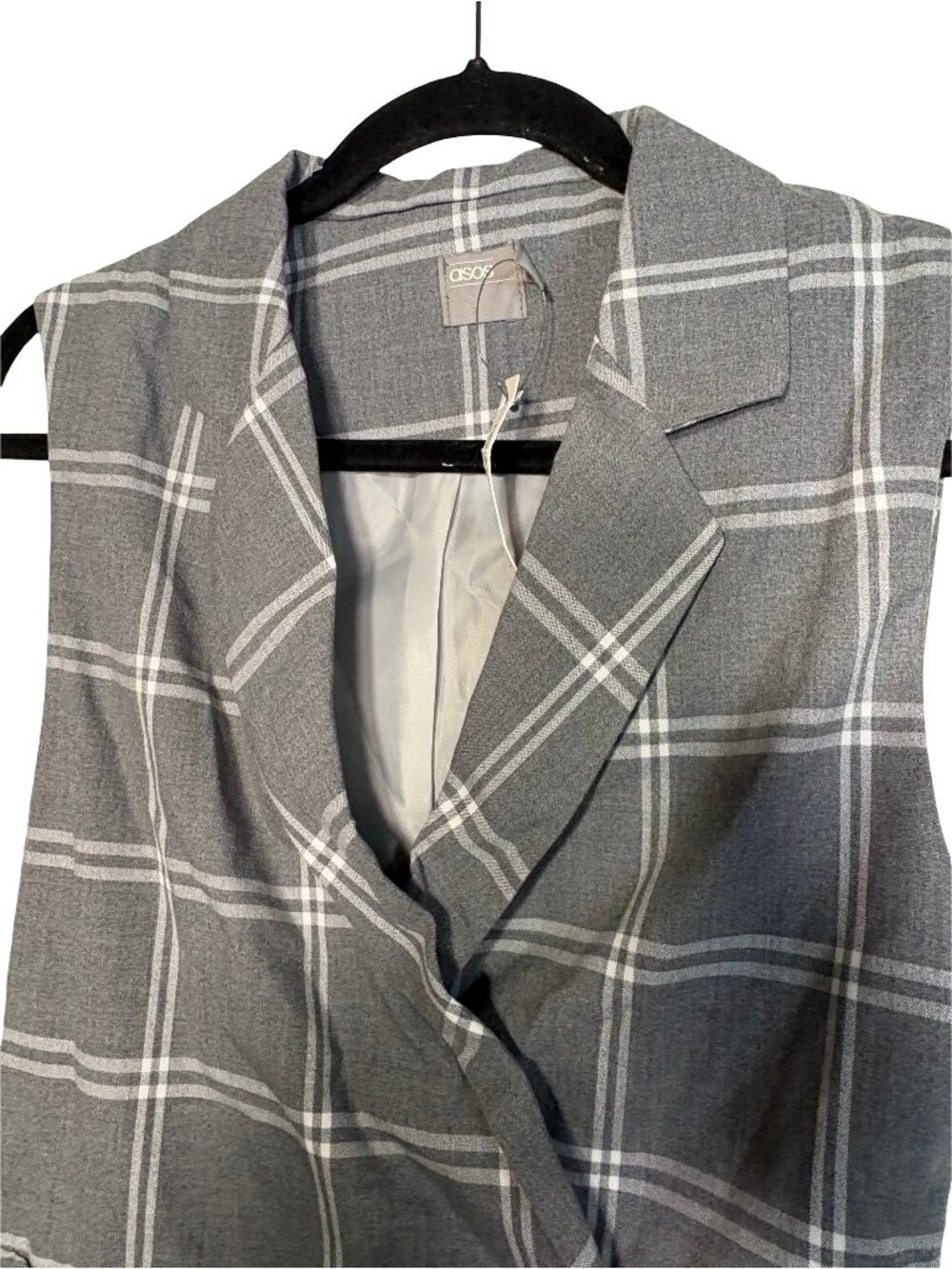 ASOS Tall Plaid Sleeveless Wrap Midi Sheath Dress Women Gray Windowpane Sz 6 NWT - Picture 10 of 11